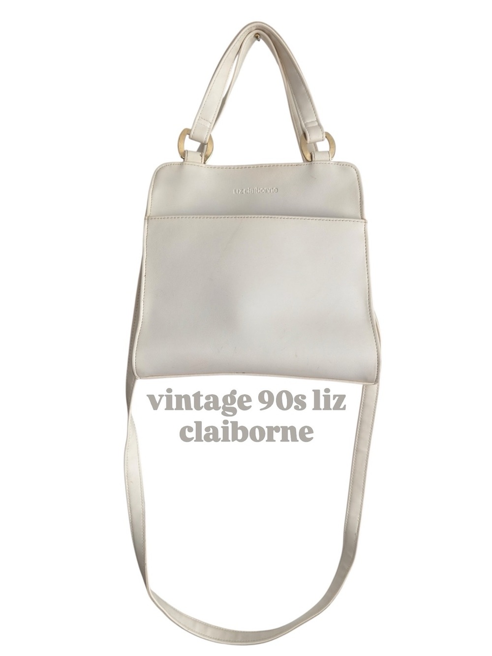 Vintage 90s Liz Claiborne Ivory Shoulder Bag Minimalist Y2K Cream Purse